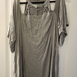 Torrid Gray Cold Shoulder Lace Blouse